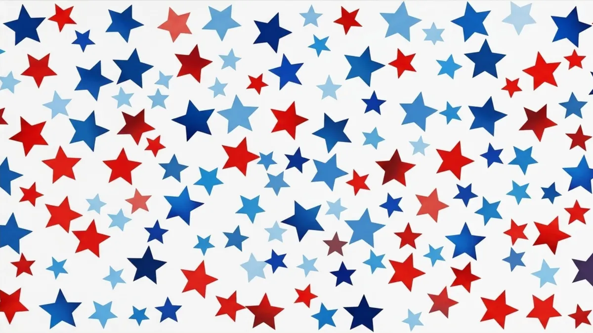 Stars and Stripes Scatter Frame TV sign — a scattered pattern of red, white, and blue stars on a white background